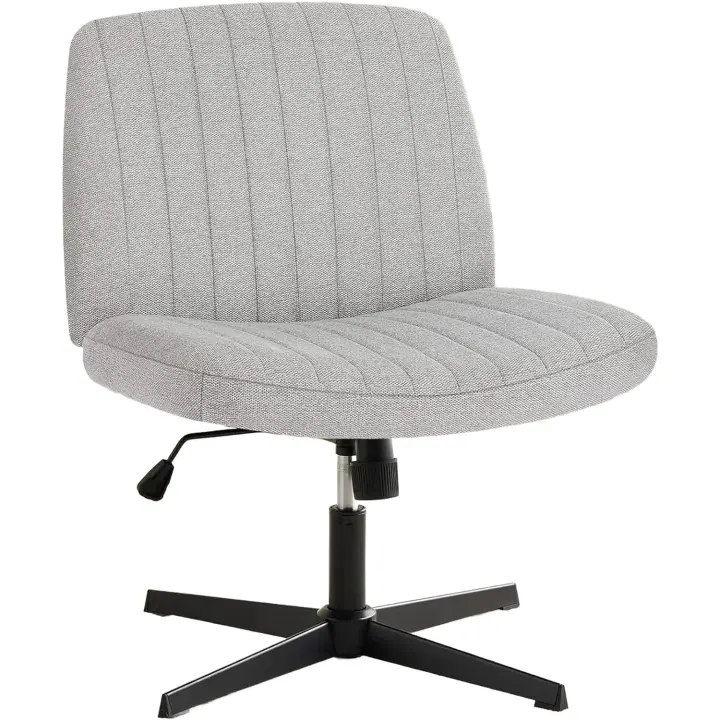 Silla de Oficina Moderna Ajustable Estilo Cruzado de Piernas Ancha sin Brazos - 1