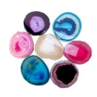 1 Uds. Losa de ágata roja, azul y púrpura de 70-90g, posavasos de cristal Mineral de amatista, borde galvanizado, rebanada de ágata geoda - details 16