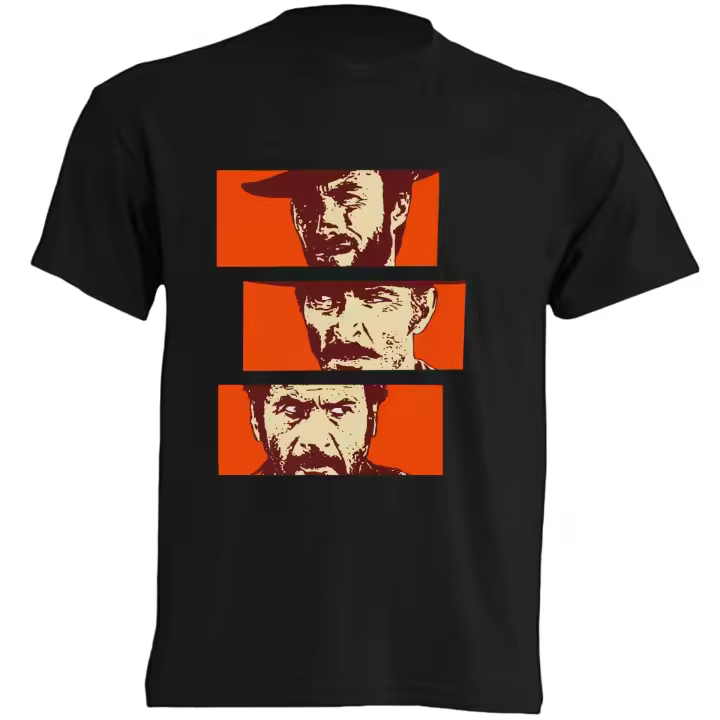 Camiseta El Bueno, El Feo y el Malo- |   100% Algodón |   Manga Corta - Tejido tubular, sin costuras laterales. - Punto liso - 1
