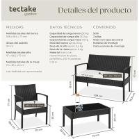 Conjunto de Jardín Exterior de Ratán y Aluminio, Muebles de Jardín Exterior Resistentes a la Intemperie, 2 Sillones, 1 Sofá, 1 Mesa de Cristal, con Cojines de 5,5 cm y 2 Juegos de Fundas - Gris - details 14