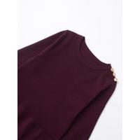 Vestidos cortos de punto plisados ​​con dobladillo para mujer, minivestido de manga larga con cuello redondo y bolsillos, Otoño e Invierno - details 2
