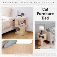 PAWZ Road Camita para gatos con dos grandes condominios, almohadilla rascadora, rascadora para gato desmontable, casa de madera para gatos con tapetes mullidos, muebles para gatos y juguetes para gatos - details 9