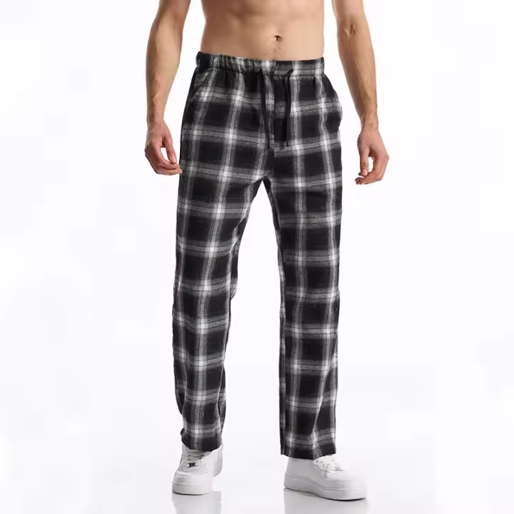 Pantalón de verano con carreaux para hombre, informal, con cordón de ajuste, recto, Harajuku, Hip-hop, para exteriores, diario - 1