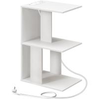 Estación de carga, mesa auxiliar con puertos USB y enchufes, mesa auxiliar para espacios pequeños, para dormitorio, salón blanco - details 8