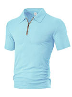 Hombre verano casual toalla suelta jacquard cremallera puerta digan hombre manga corta Polo - details 27