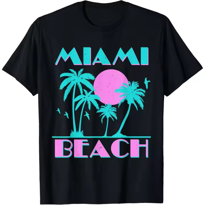 Camiseta Retro de Miami Beach estilo años 70 y 80, camiseta Vintage para hombre y mujer, camiseta para hombre - 1