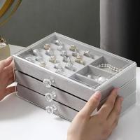 Organizador de Joyería de Terciopelo Acrílico con 3 Cajones Exhibición Apilable de Pendientes Collares Pulseras Estuche de Almacenamiento para Mujeres - details 0