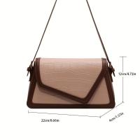 Weiluoda Bolso de hombro geométrico de cocodrilo invertido, accesorio de moda versátil para faldas formales informales, cierre de cremallera, usable - details 9