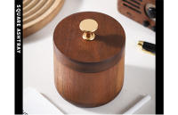 Ceniceros de madera de nogal con tapa, bandeja de viento cubierta con acero inoxidable, bandeja de ceniza para interiores y exteriores para el hogar y la sala de estar - details 0