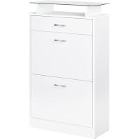 Cajones Estante de Vidrio y Manija de Aluminio para Pasillo Entrada Carga 50 kg 60x24x105,5 cm Blanco - details 0