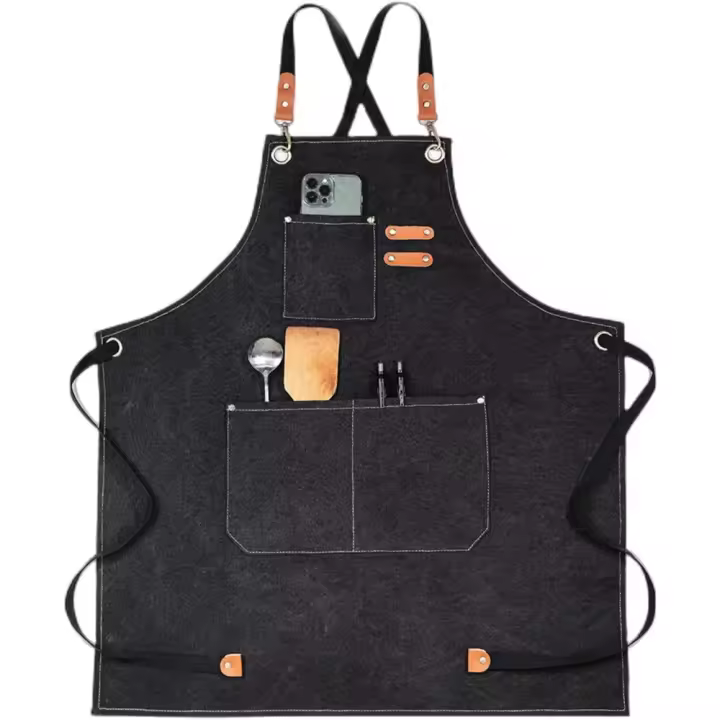Delantal de Barbacoa Ajustable de Lona 68x85cm con Correa Cruzada Ideal para Cocina, Jardinería, Restaurantes - 1