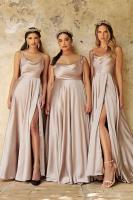 Elegante Vestido de Playa Maxi de Satén Legenda Sexy con Cordones Vestido de Noche Ajustable para Damas de Honor - details 11
