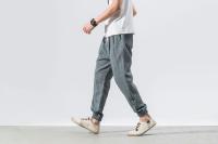 Pantalones casuales de calabazas para hombre, calabazas de lino, de moda, con puños - details 18