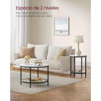 Mesa de Centro Redonda de Mármol de Imitación Estante de Vidrio Templado Fácil Montaje - details 18
