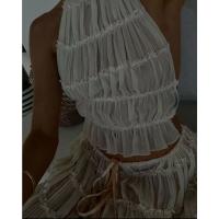 Conjunto de Dos Piezas para Mujer Verano 2025 TOP Cruzado con Espalda Descubierta y Falda Larga Fluida Estilo Y2K para Playa, Fiestas o Looks Diarios Tejido Transpirable y Exclusivo en Miravia - details 10
