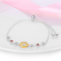 Pulsera de plata de ley 925 con dije de girasol simple y circonita, compatible con cuentas, dijes colgantes, joyería fina para mujeres y niñas. - details 3