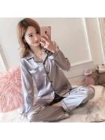 Pijamas de Seda para Mujer Tops y Pantalones de Talla Grande Ropa de Dormir Informal con Botones - details 16