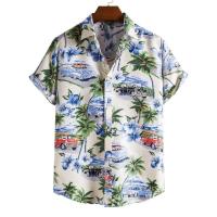 Camiseta de Verano de Playa Hawaiiana Estampado de Denim 3D para Hombres Manga Corta Transpirable - details 3