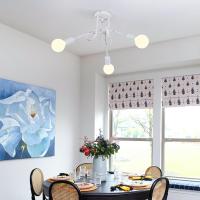 Lámpara de Araña Metal Blanca GOECO, E27 Sin Bombilla, 3 Cabezales, Iluminación Interior Retra para Comedor, 40*40*30 CM - details 6