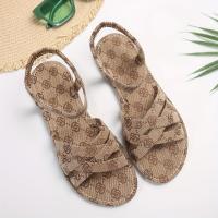 Sandalias planas con estampado de flores para mujer, zapatos casuales con punta abierta, cómodas, sin corsé - details 0