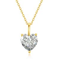 Colgante de Corazón de Moissanita 14k Oro Joyería de Boda de Lujo con Certificado Longitud de 45cm - details 5