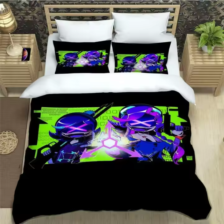 Juego de cama personalizable con funda de edredón de 3 uds., juego de cama con funda de almohada, tamaño individual, doble, Queen y King, regalo para niños - 1