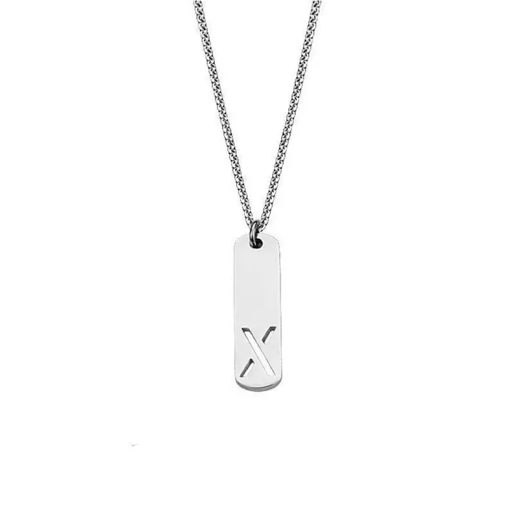 Colgante de 26 letras de A-Z para hombre, collar con iniciales de acero de titanio, estilo Ins, joyería de moda, cadena para suéter - 1
