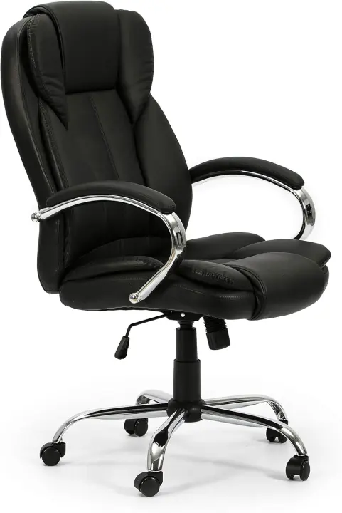 Sillón de Oficina elevable y reclinable Nixon tapizado con Piel sintética, Color Blanco, Metal Cromado - 1