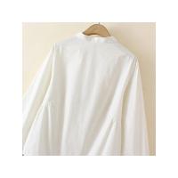 Tops de algodón con cuello levantado para mujer, blusas holgadas de manga larga con dobladillo bordado, ropa curva, talla grande, 4XL, primavera - details 16