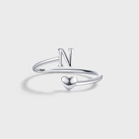 Anillos de Letras para mujer, Plata de Ley 925, A-Z, Iniciales apilables de Nombre, Anillo Abierto con Talla Ajustable - details 13