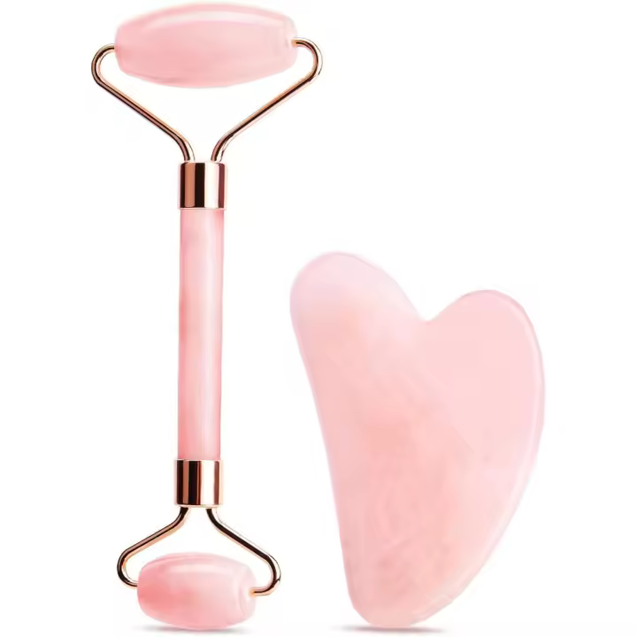 Juego de Herramientas Faciales Gua Sha y Rodillo de Jade Cuidado de la Piel para el Rosario Belleza - 1