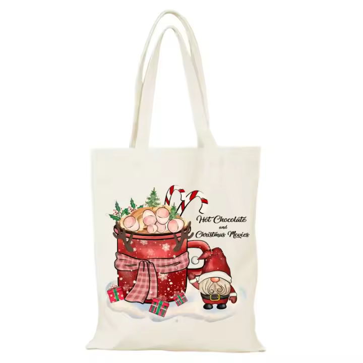 Bolsa de lona para mujer, regalo de Año Nuevo, bolsos para mujer, Feliz Navidad, bolso de mano para mujer, bolso de compras, bolso de compras ecológico, compras de tela - 1