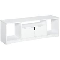 Mueble para Televisor Moderno de 42" Mesa de Salón con Armario de Doble Puerta y 3 Compartimentos Abiertos Blanco Almacenamiento de Media y TV - details 0