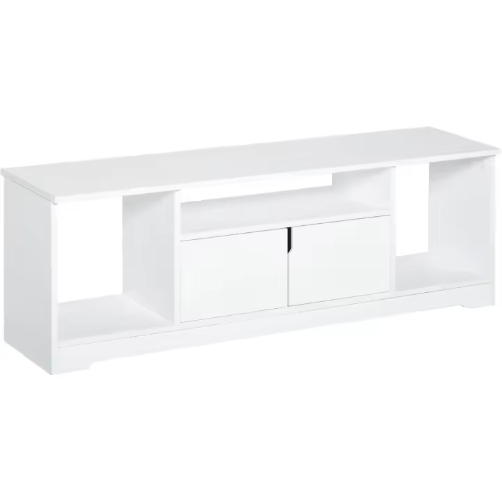 Mueble para Televisor Moderno de 42" Mesa de Salón con Armario de Doble Puerta y 3 Compartimentos Abiertos Blanco Almacenamiento de Media y TV - 1