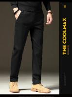 Ropa de marca, pantalones informales cálidos de lana para invierno, pantalones Cargo aterciopelados ajustados de trabajo de sarga marrón y gris con cintura elástica de algodón para hombre - details 11