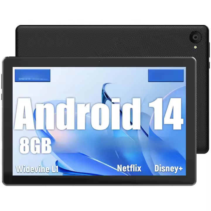 HotLight Tablet 10 Pulgadas CPU Octa-Core, Tablet Android 14 8GB RAM+64GB ROM +1TB Expansión, Cámara 8MP+5MP, Batería 5000mAh, Face ID, OTG, WiFi 2.4G/5G, BT 5.3, Play Store (Negro) - 1