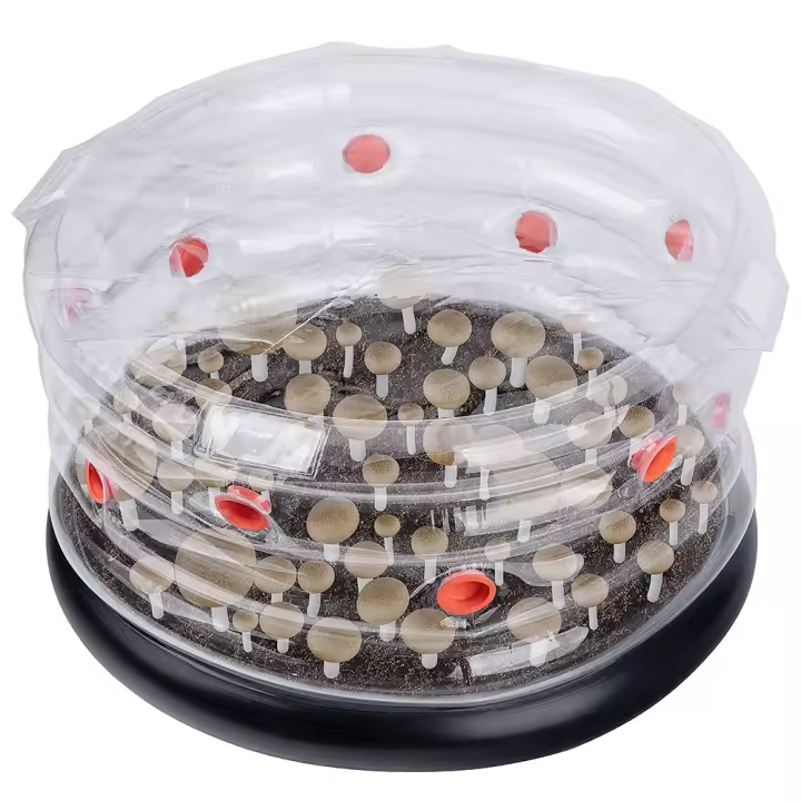 Kit de Cultivo de Setas Redondas Bolsa Inflable con Tapones y Filtros para Intercambio de Aire Fresco Soporte de Cultivo de Hongos para Jardín - 1