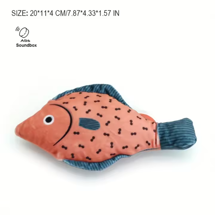 Juguete realista para gatos y peces, juguete interactivo de peluche para masticar con sonido, a prueba de mordeduras para gatos y gatitos, estimula el juego, 1 ud. - 1