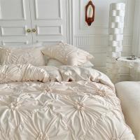 Juego de Ropa de Cama con Flores Torsas de Alta Calidad Duvet Cover Set Pleatado Artesanal Cubierta de Manta Doble para Colchón y Cama Reina - details 13