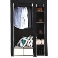Armario de Tela, Organizador Textil Plegable, Zapatero, 175 x 110 x 45 cm, Color Negro LSF007 - details 2