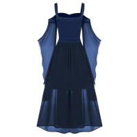 Vestido De Mujer Talla Grande Hombros Descubiertos Con Alas De Mariposa Estilo Gótico Para Halloween Vestido Elegante De Cintura Media Polyester - details 15