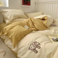 Juego de Ropa de Cama en Estilo Coreano Rosa Letras para Mujeres y Niñas Funda de Edredón Cubierta de Almohada de Tamaño Twin Full Queen Nordic - details 15