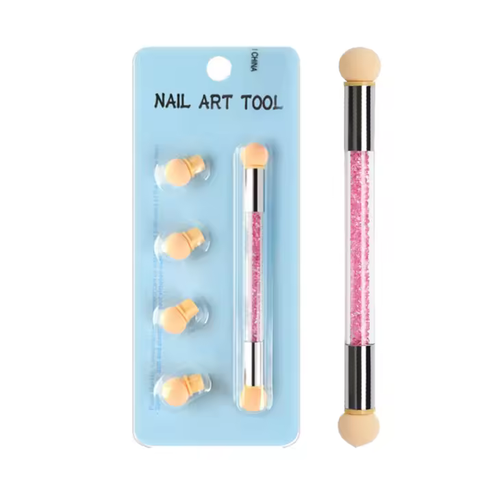 Pincel de esponja para teñir uñas pintadas, pincel para manicura, lápiz de Gel, accesorios para uñas de doble cabeza - 1