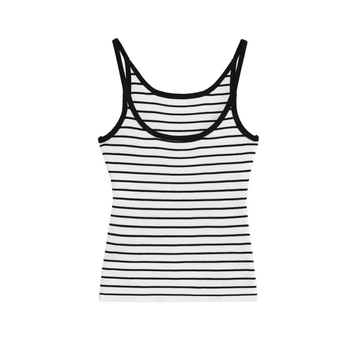PB&ZA2025top de tirantes acanalado ajustado versátil sin mangas con cuello redondo casual simple top de tirantes nuevo verano ropa de mujer - 1