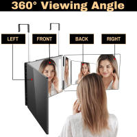 Espejo de 3 vías con luces LED, ajustable a 360 °, plegable - details 0
