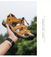 Sandalias de cuero para hombre, zapatos informales antideslizantes para playa y exterior, talla grande 38-48 - details 21