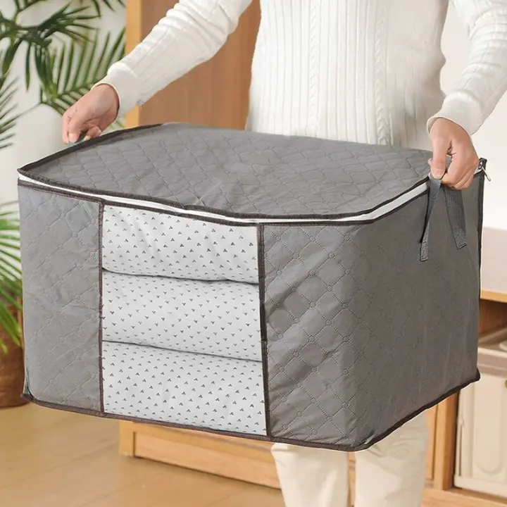 Organizador de Ropa 4 Bolsas Grandes Debajo Cama 60x40x35cm Gris - 1