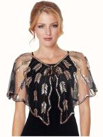 Bufanda de lentejuelas retro con cuentas de los años 20, camisón estilo Flapper vintage, sábana bordada de malla transparente, accesorios de fiesta Bolero - details 1