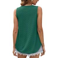 BUNO-2025 Novedad de verano, camisas para mujer, cuello redondo, sin mangas, Color sólido, camisetas sin mangas informales holgadas, blusas blancas para fiesta en la playa, camisas para mujer - details 12