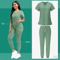 Uniforme de limpieza para mujer, Top exfoliante de enfermería, pantalones, traje médico, Ropa de Trabajo de niñera pediátrica, bata quirúrgica para quirófano, - details 14